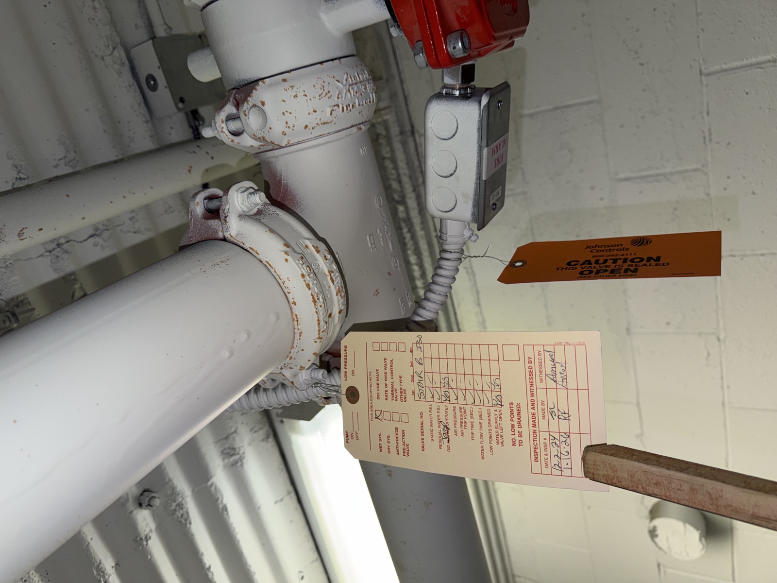 Stair B Floor 0 - Wet System Inspection Tag